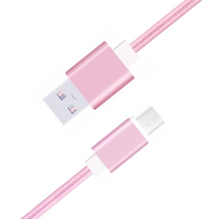 Micro USB Cable for Meizu Note 8 Nylon Braided USB Cable 1.3 Meter Fast Charge-Sync Cable-Data Transfer - PINK