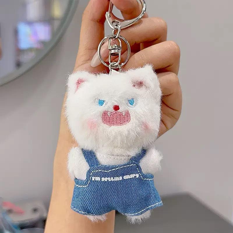 Cartoon Frizzy Pet Plush Keychain Pendant - Cute Couple Charm Doll