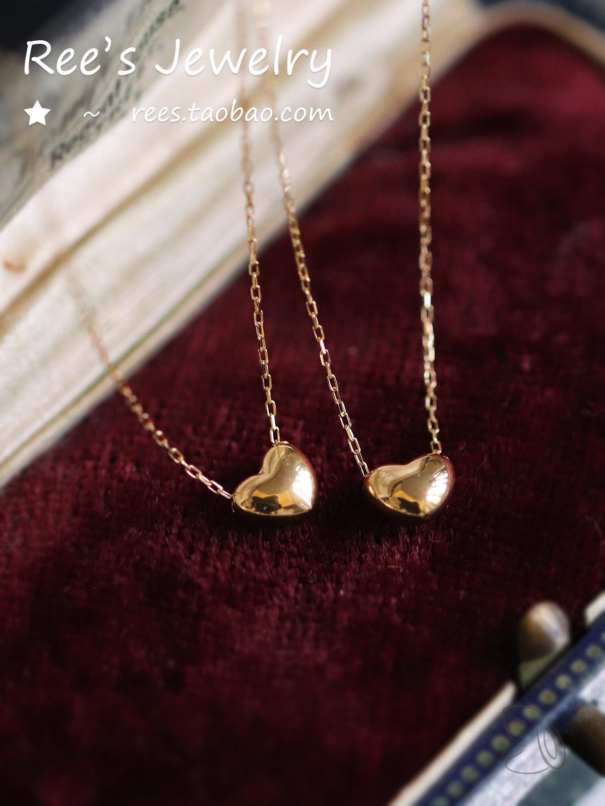 Heart-Fluttering Japanese Style S925 Sterling Silver 18K Gold-Plated Small Heart Necklace - Adjustable Clavicle Chain 18K Gold