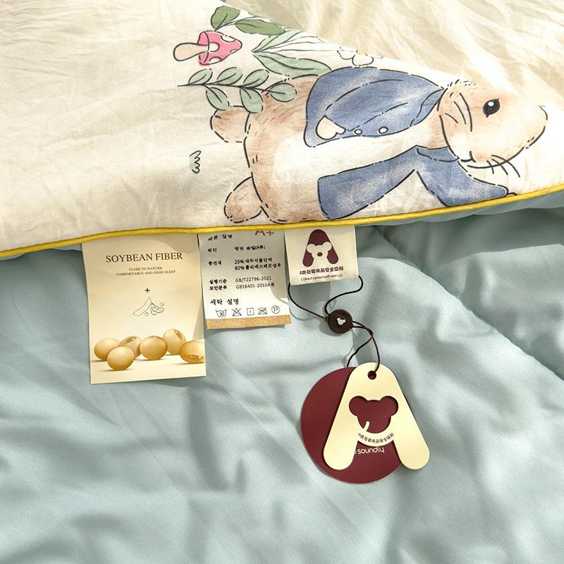 Class a Washed Double-Layer Yarn Soybean Fiber Children's Summer Cool Quilt Single Thin Quilt Double Air Conditioning Quilt