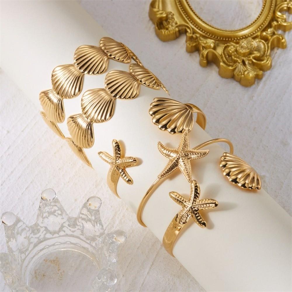 Scallop Arm Cuff Bracelets Silver Flower Upper Arm Bracelet for 5Pcs/Set Arm Accessories