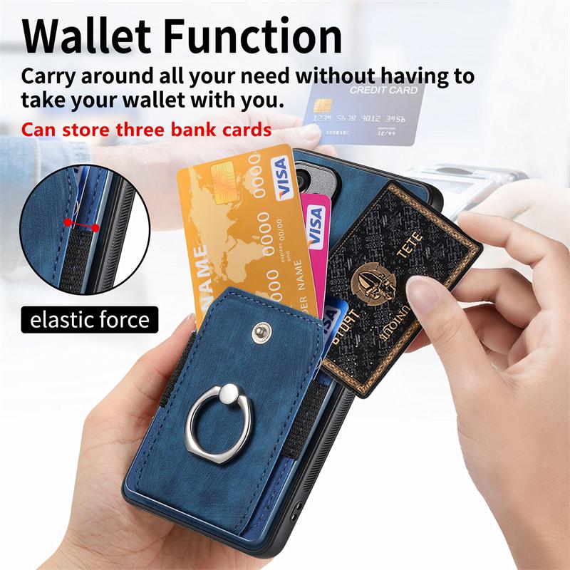 Luxury Leather Car Magnetic Wallet Case for Samsung Galaxy S25 S24 S23 S22 S21 Ultra + Plus FE Funda Ring Stand Cards Slot Cover