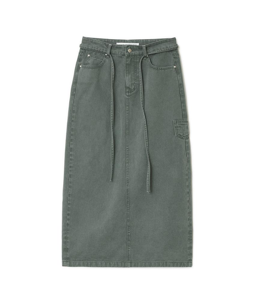 Sunburn Project String Color Denim Maxi Skirt, Khaki