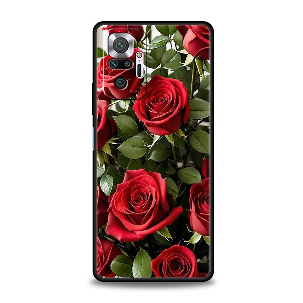 Beautiful Red Rose Flowers Phone Case For Xiaomi Redmi Note 13 12 5G 9S 9 8 10 11 Pro 4G 9T 13C 12C 10C 9C 9A 7 Pro Soft Cover