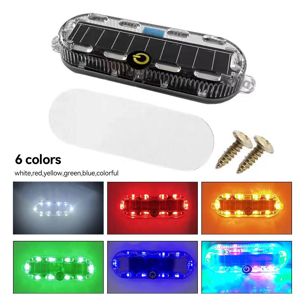 Solar Power Mortorcycle Car LED Warning Light Night Ride Tail Light Anti-rear Strobe Light for Motorcycle Electric Vehicle Bicycle #469274