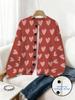 Spring Digital Print Cardigan: Valentine's Day Loose Knit Women's Fashion Top