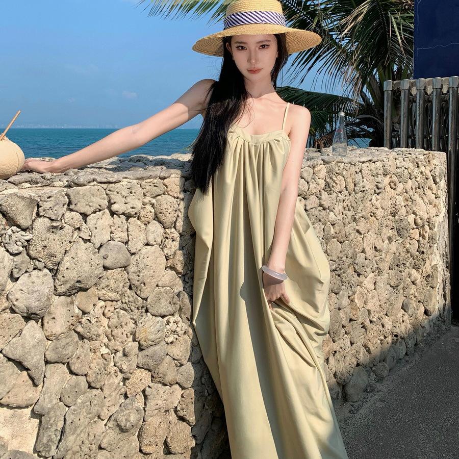 New Seaside Vacation Style Suspender Dress Female Summer Loose Casual Beach Dress Fairy