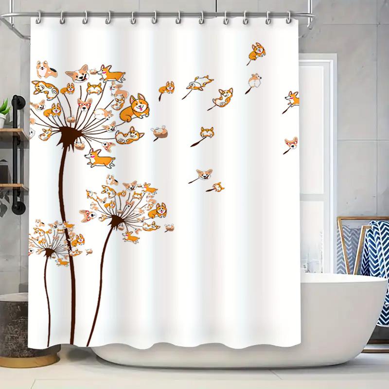 Natural Landscape Bath Shower Curtain, Ocean View Decorative Printed Fabric Bathroom Liner White and Blue Hues
