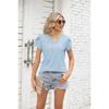 2026 New Fashion Women's V-Neck Button Hollow Loose Short-Sleeve T-Shirt Top for Ladies