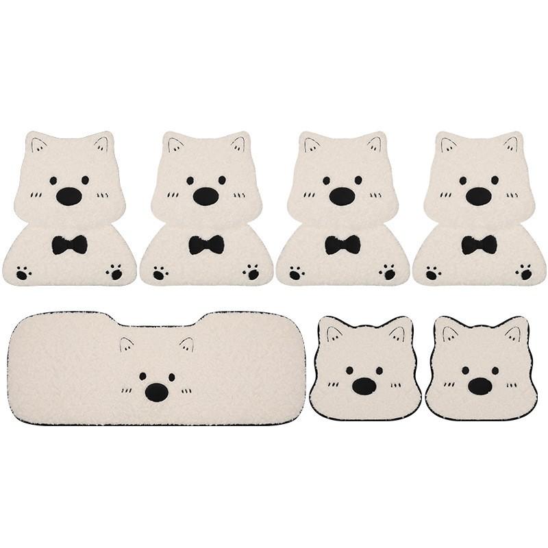 Zimní fleecová sada potahů na autosedačky SUV Sedan - Roztomilý design West Highland White Terrier Teplý silný plyšový potah Univerzální pasování