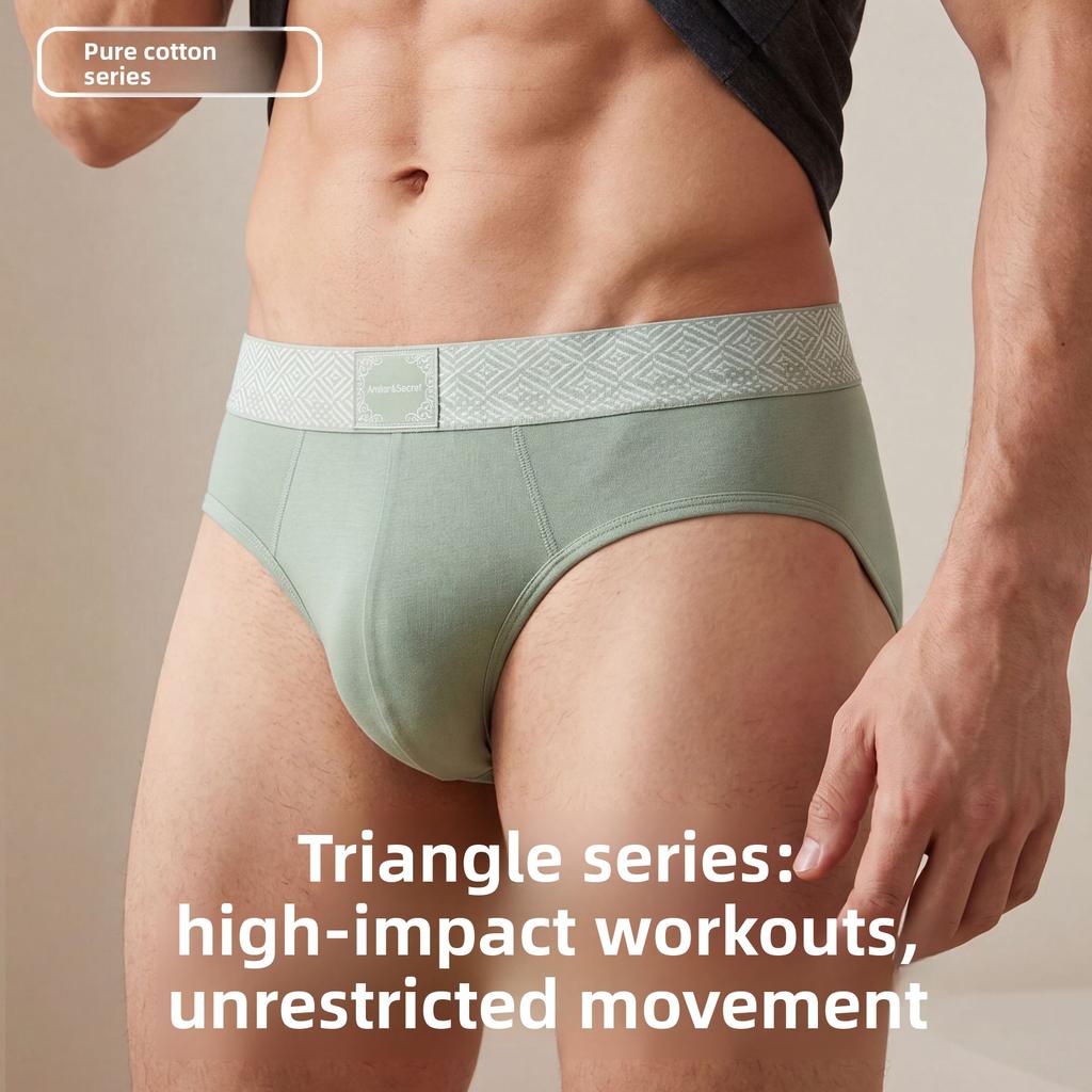 Men's Spring and Summer New Cotton Antibacterial Sports Comfortable Breathable Briefs