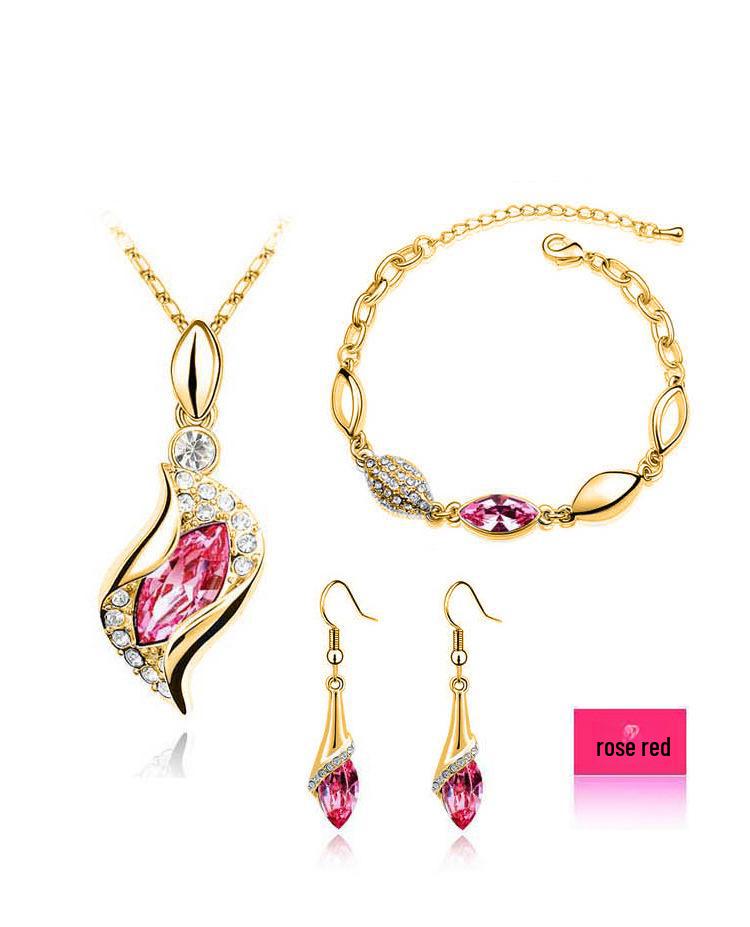 

Европейский и американский комплект украшений «Хрустальный ангел» с конским глазом – серьги, браслет, ожерелье