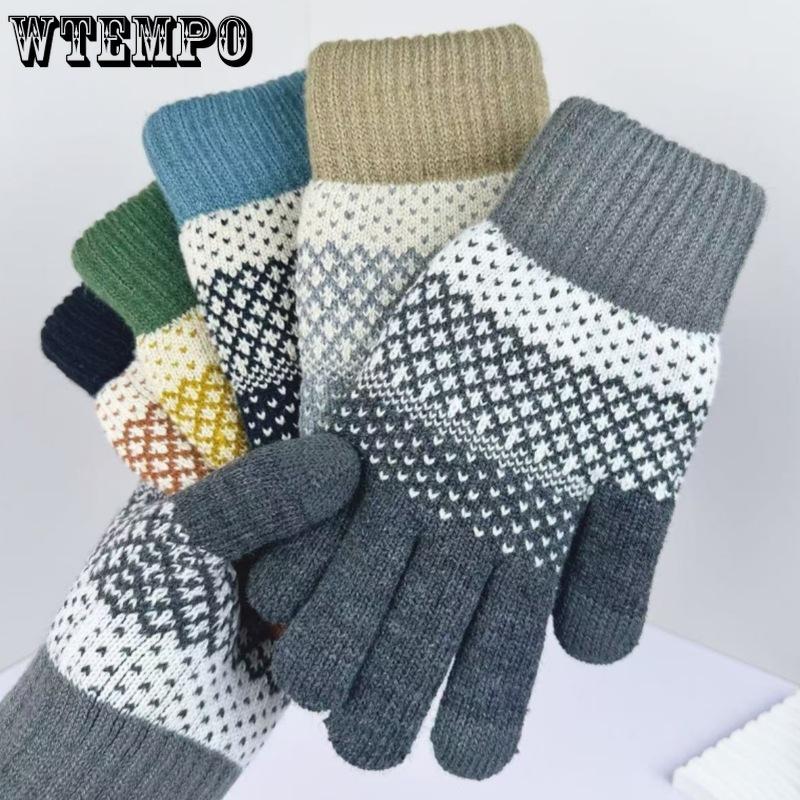 Touchscreen Gloves for Winter Double-layer Windproof Knitted Gloves for Men and Women
