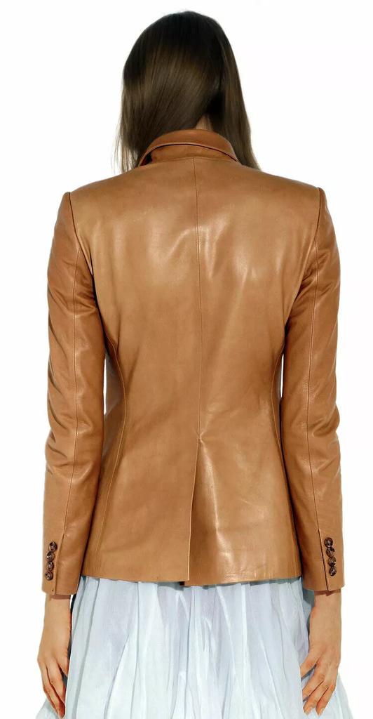 Formal White Women's Blazer Genuine Lambskin Leather Handmade New Casual Stylish