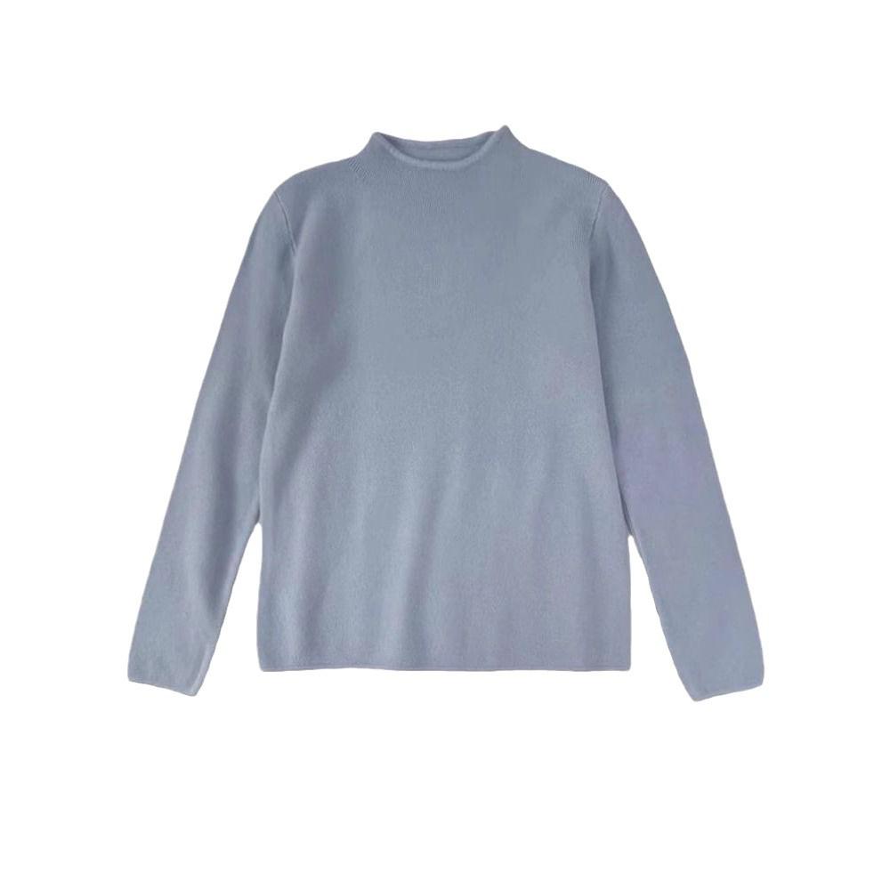 Women's High Neck Slimming Knit Sweater - Versatile Long Sleeve Top for Autumn/Winter Fashion