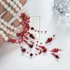 Gothic Necklace Blood Drop Charms Necklace Faux Pearl 3 Layer Chocker Necklace with Beaded Tassel for Halloween Horror Themed Parties Role-Playing