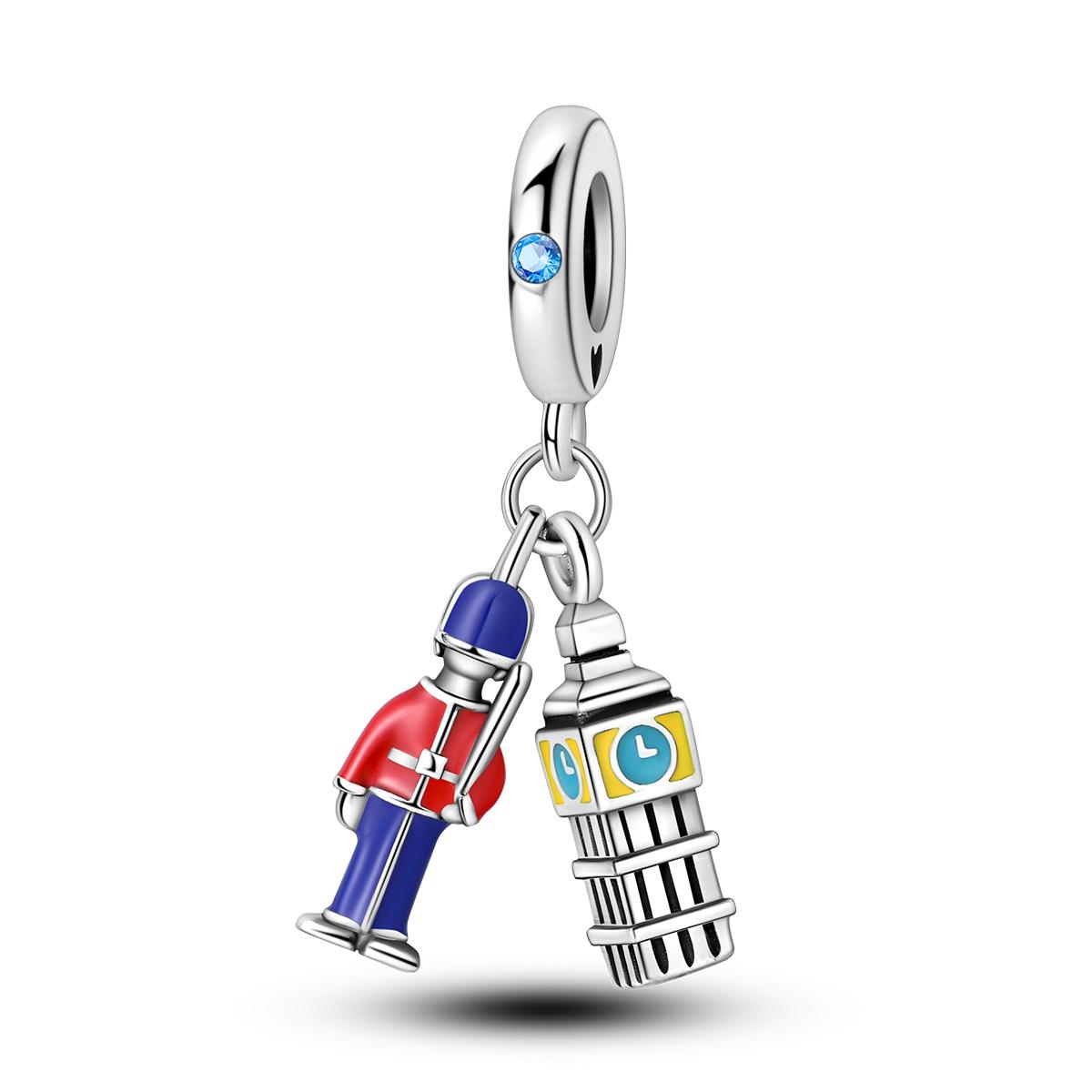 

Trendy copper Big Ben Red and Blue Knight Charm Compatible With Bracelets Necklaces Womens Daily Jewellery Featuring Accessories