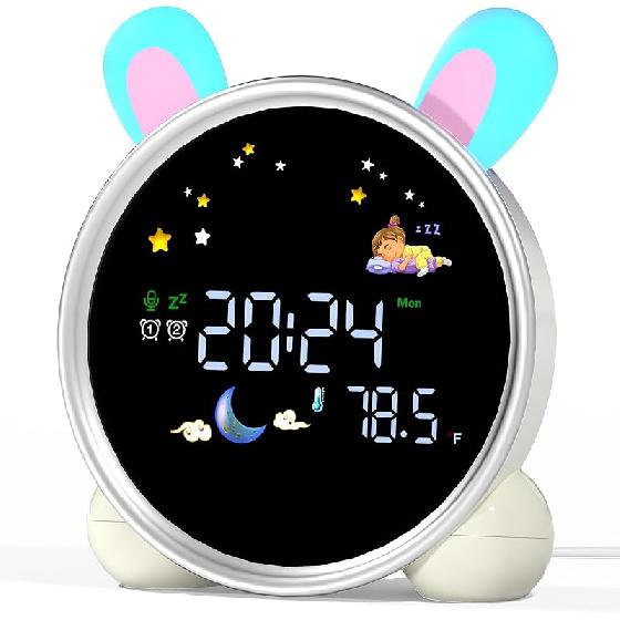 Kids Alarm Clock Ok to Wake Alarm Clock for Kids, Toddlers Night Light Clock for Bedroom, Cat Alarm Clock with Sleep Training and Sound Machine,
