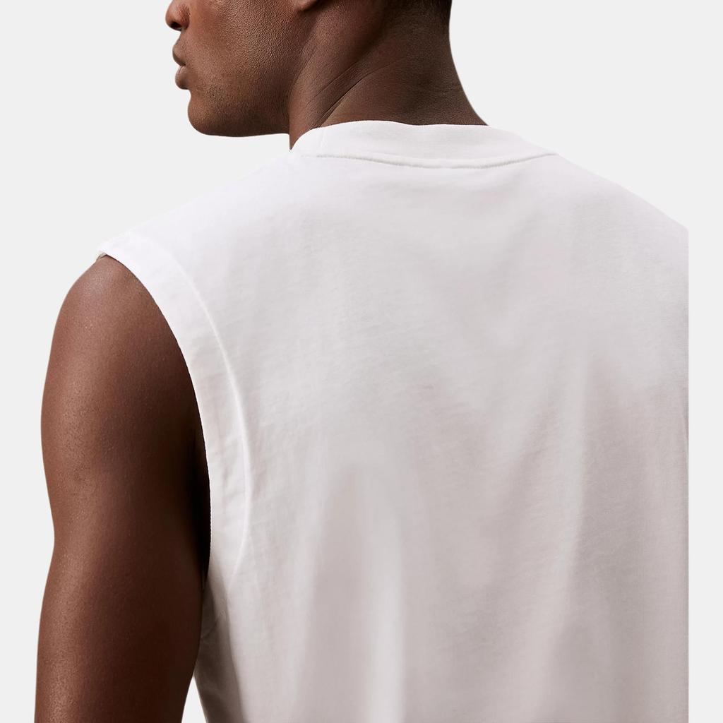 Calvin Klein Farbverlauf Buchstabe Unifarbe Locker Rundhalsausschnitt Ärmellos T-Shirt Herren Oberteile Helles Weiß J30J325813-YAF