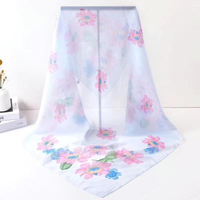 Summer New Chiffon Scarf Women's Travel Versatile Printed Large Square Scarf Sunscreen Shawl Scarf