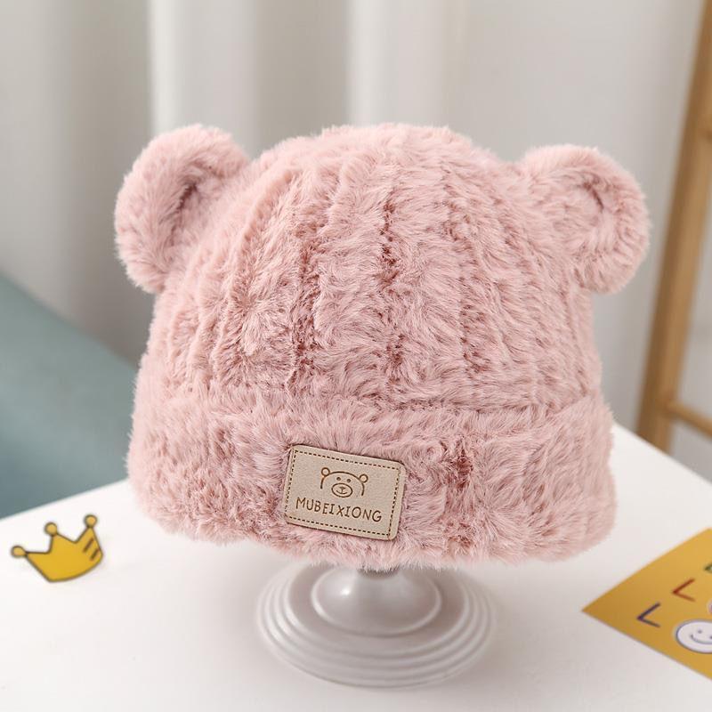 Baby hat winter fleece hat thickened boys and girls autumn and winter ear protection cute wool hat super cute baby knitting