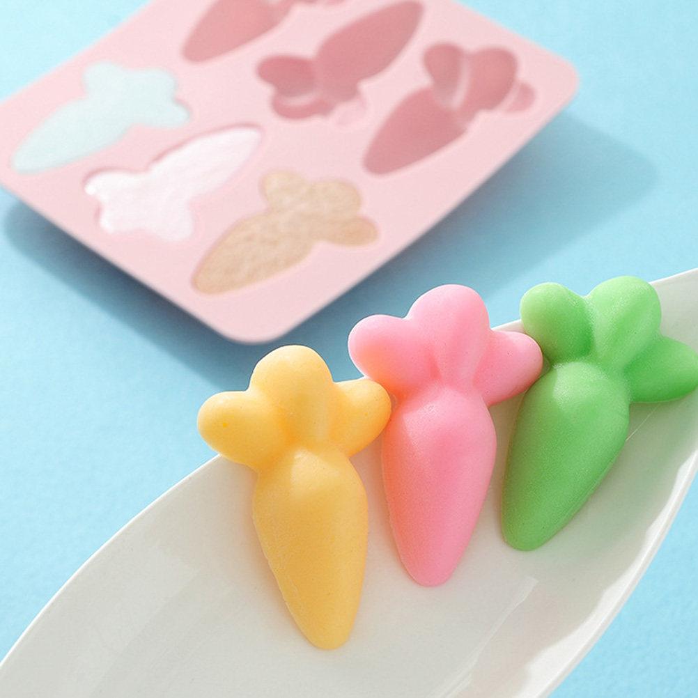 6-Cavity Carrot Cake Mold Silicone Baking Mold Pink Non-Stick DIY Cake Decorating Tool Fondant Chocolate Pudding Jelly Mould