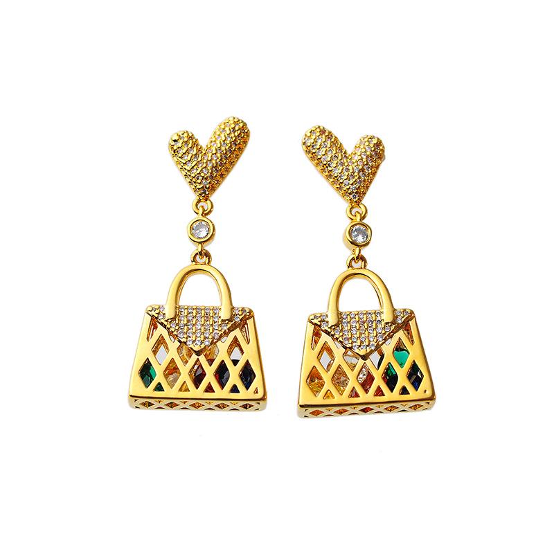 2024 Trendy Silver Needle Earrings: European-American Style, Color Diamond Studs, Exaggerated Design for Women