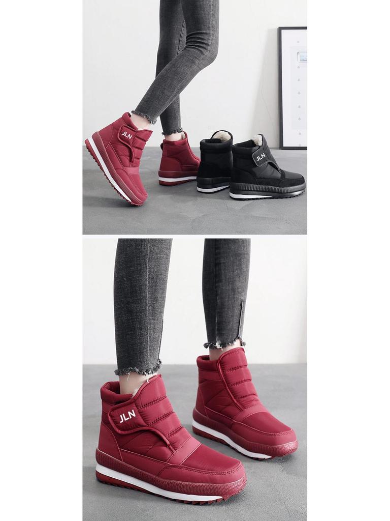 Men's and Women's Waterproof High-Top Winter Boots with Thick Velvet and Cotton Lining for Warmth