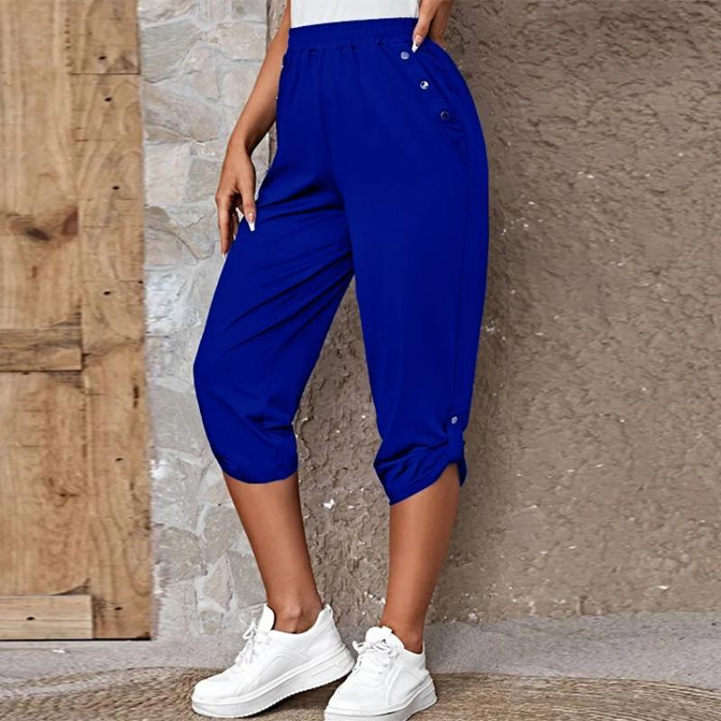 IHUASU Women's Fashion Casual Solid Color Print Pants & Capris
