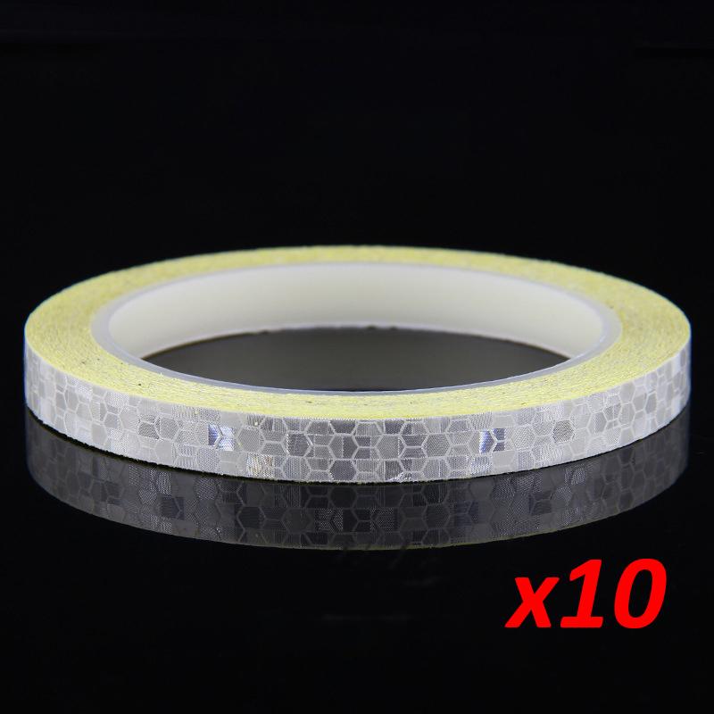 

10 шт. Высокоотражающая клейкая лента 8 м*1 см Флуоресцентная предупреждающая наклейка Велосипедные наклейки Велосипедные ленты Шлем Мотоцикл Скутер DIY