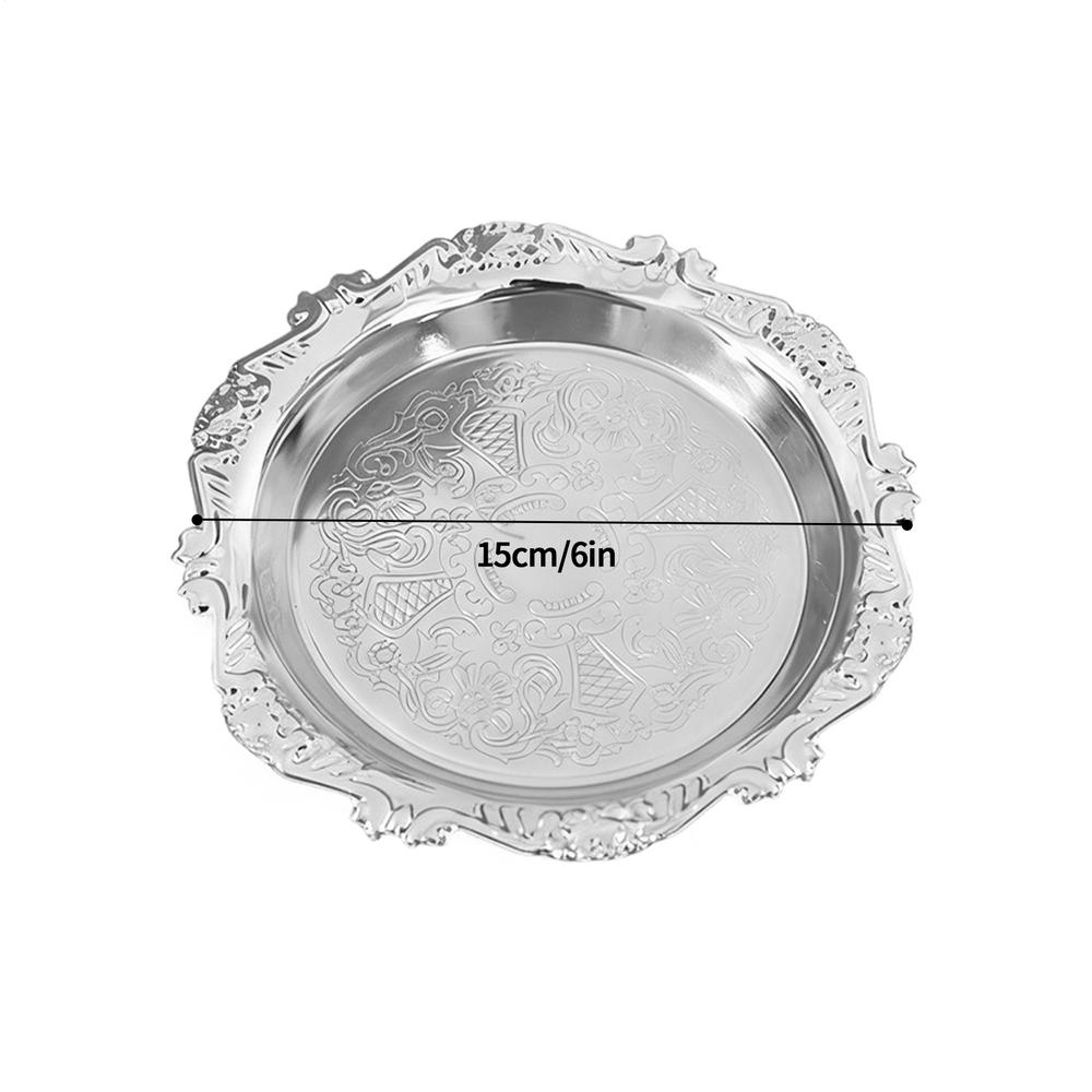 

6pcs Vintage Metal Decorative Tray Set Stainless Steel Fruit Plate Embossed Gold Decorative Plates For Fruits Snacks & Beverages серебряный