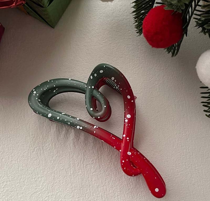 Fashion Christmas Acrylic Hair Claws for Women Girls Sweet Snowflake Print Shark Clamp Hair Clip Headdress Hair Accessories Gift