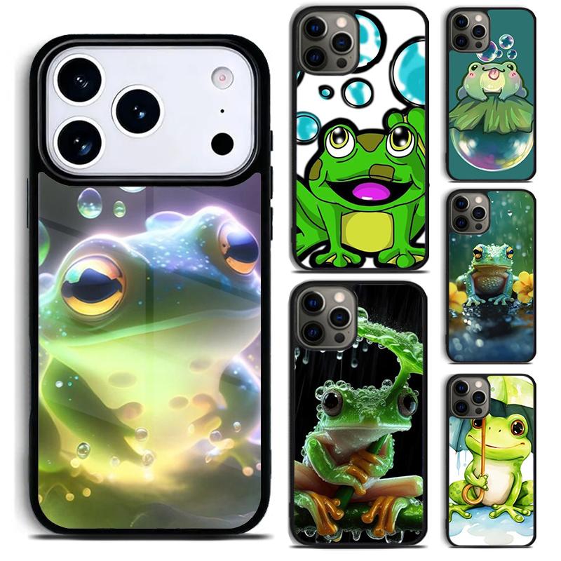 Bubbles Frog Phone Case For iPhone 17 16 15 14 13 12 11 Pro Max Plus 17Air Soft Silicone Cover