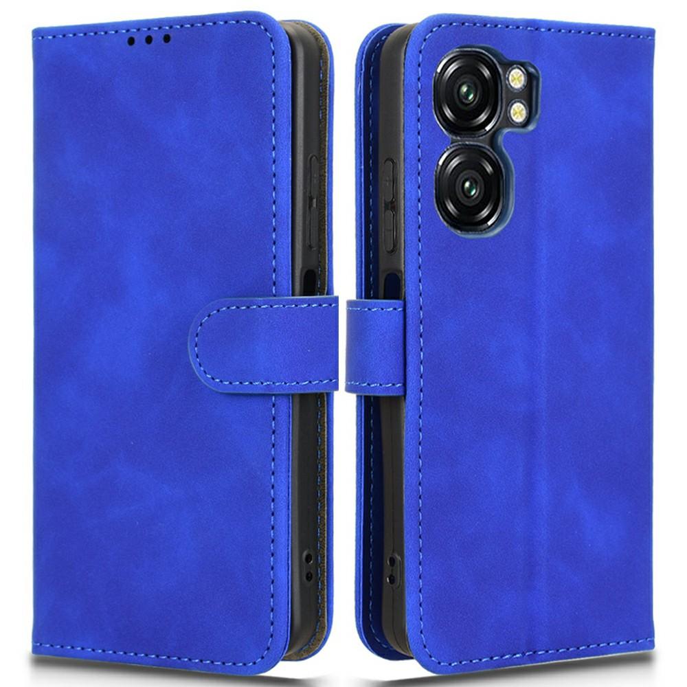 

For Oukitel C58 Leather Case Skin Feel Anti Drop Wallet Flip Phone Cover Blue