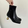Fashion New Black Brown Irregular Wine Glass Short Boots European American Fashion 6cm High Heels Commuting Shopping Women's Boots 34-43