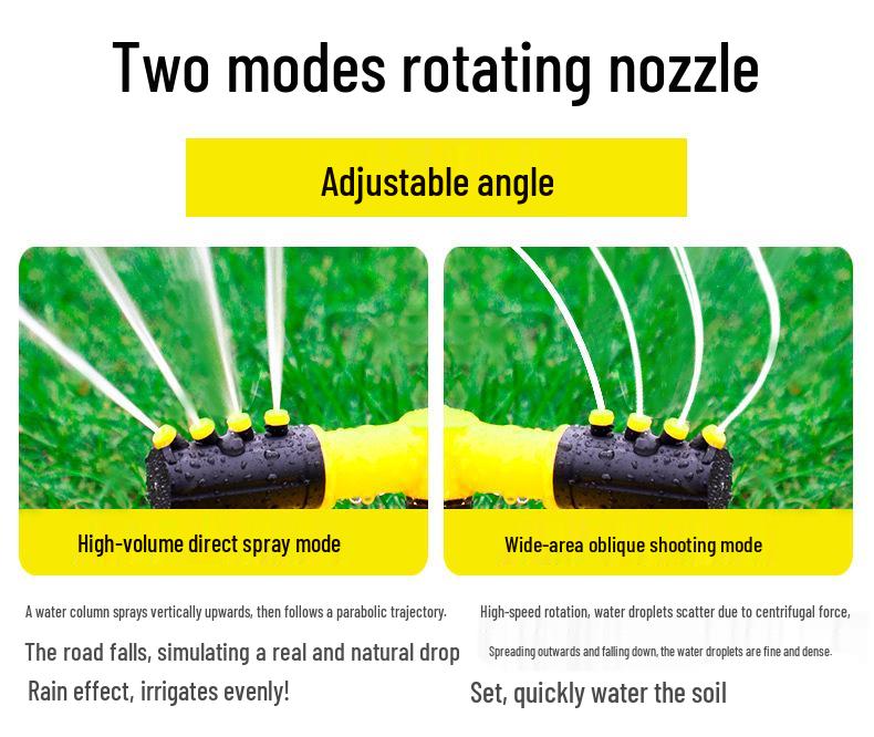 360° Automatic Rotating Nursery Sprinkler: Three-Way Irrigation Nozzle