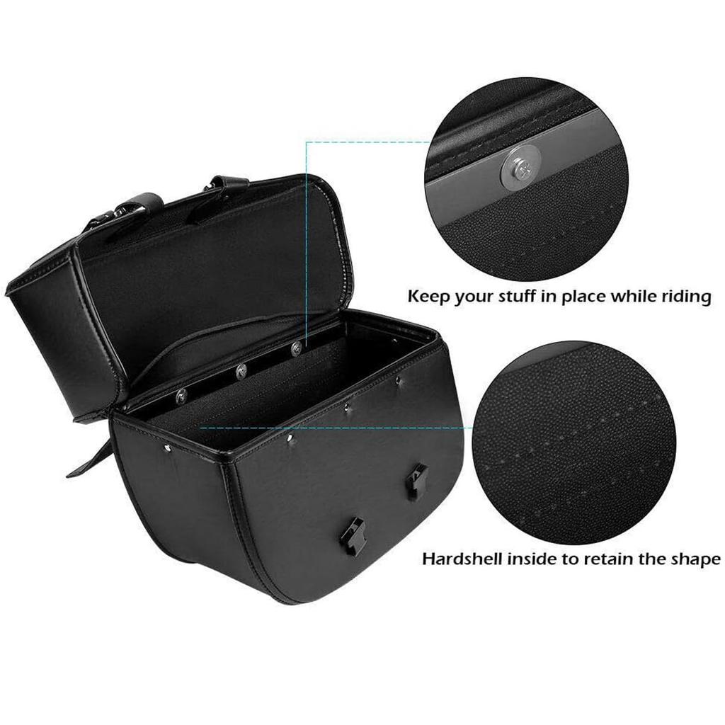 ZSADZS Motorcycle Leather Saddlebags, Waterproof Luggage Bag for Honda Shadow, Yamaha Vstar, and Vulcan 2006