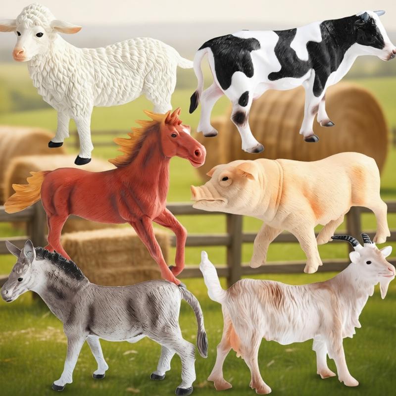 6PCS Realistic Figures Educational Toy PVC Farm Animal Replicas For Kids Education And Creative Storytelling Game