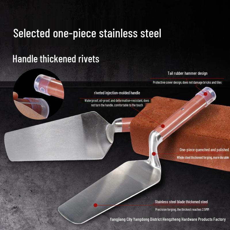 

Stainless Steel Thickened Putty Knife for Oil Workers and Tile Decoration Integrated Round Trowel (Medium)
