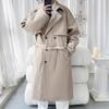 2025 Mens Trench Coat Men Double Breasted Belted Windbreaker Man Lapel Long Jacket Casual Windproof Overcoat Men Trench