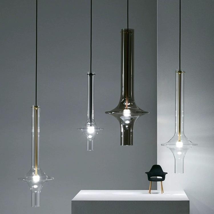 Italian PENTA Designer Pendant Light for Dining and Bars - Art Glass and Bamboo