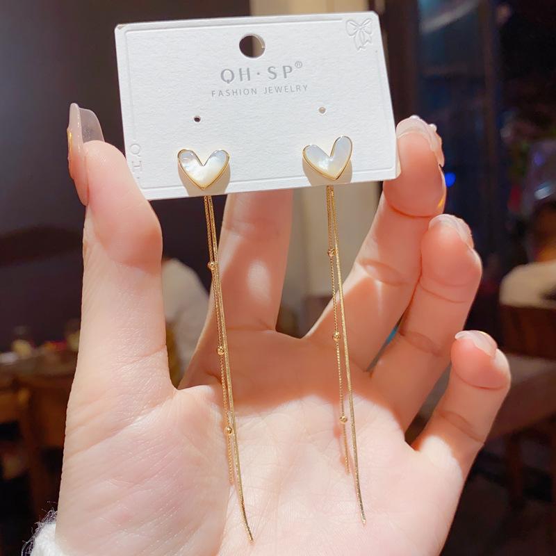 

A Pair of Motherly Love Long Tassel Earrings with Stylish and Minimalist Appearance, Slim S925 Silver Needle Earrings for Women