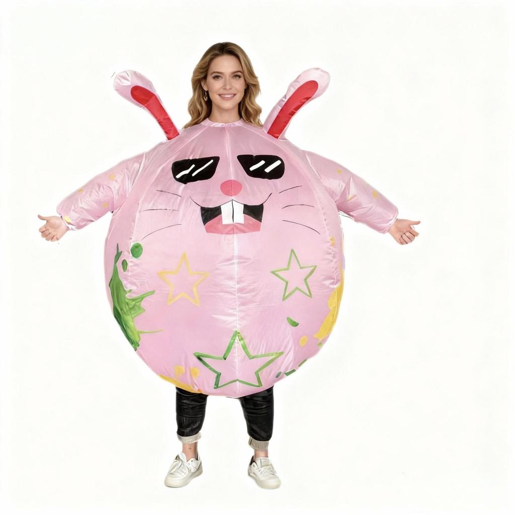 Lop-Eared Rabbit Inflatable Suit with Patch Sunglasses - Holiday Party Costume