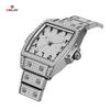 Womens Diamond Watch Tonneau Barrel-Shaped Luxury Quartz Wristwatch Bling Crystal Dress Watch Arabic Numerals Waterproof