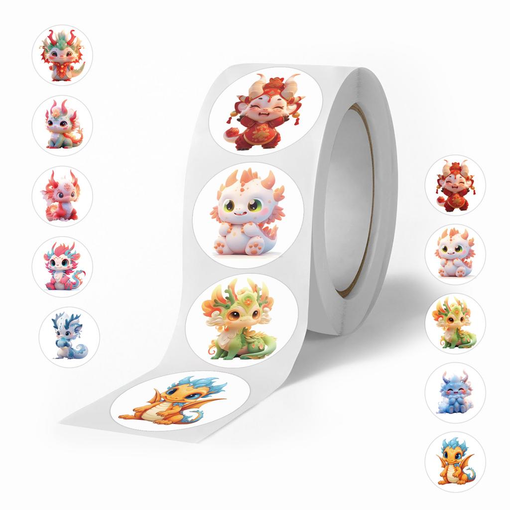 500 Stickers/roll Cartoon Dragon Baby High-value Tape DIY Decorative Suitcase Mobile Phone Case Tape