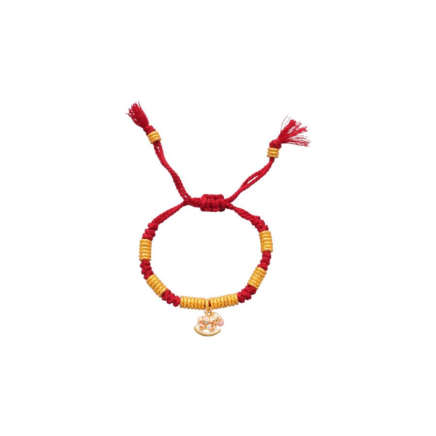 Chinese Style Woven Cotton Rope Geometric Bracelet with Copper Coin Design - Versatile, Fashionable, and High-end Jewelry
