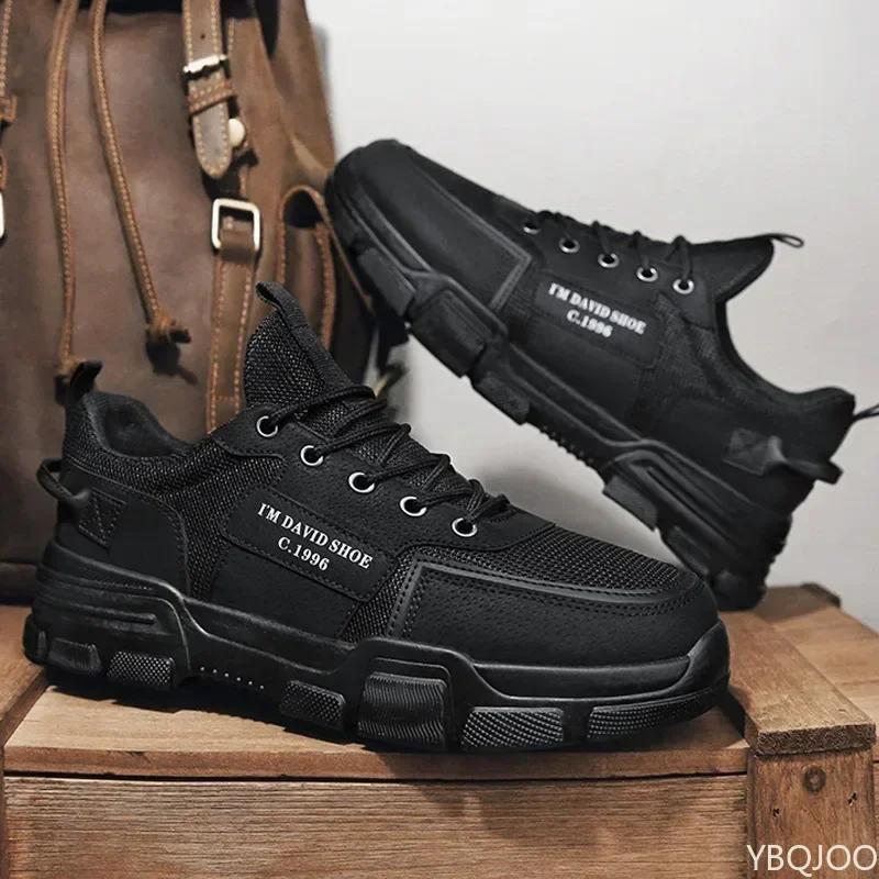 Man Shoes Trend Mesh Casual Shoes For Men Trend Lace Up Male Sneakers Platform Working Men'S Ankle Boots Zapatillas De