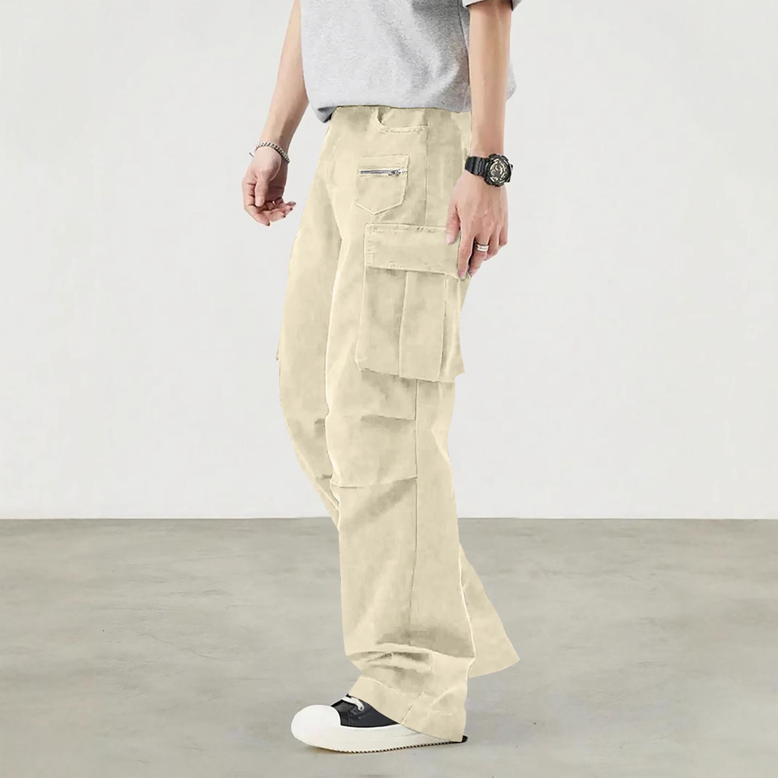

Men s Overalls Drawstring Multi Pocket Casual Pants Hiking Pants Cotton Twill Pants XL хакі