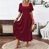 Women's Fashion Solid Color Square Neck Bohemian Five Sleeve Dress Concert Dress Beach Vacation
