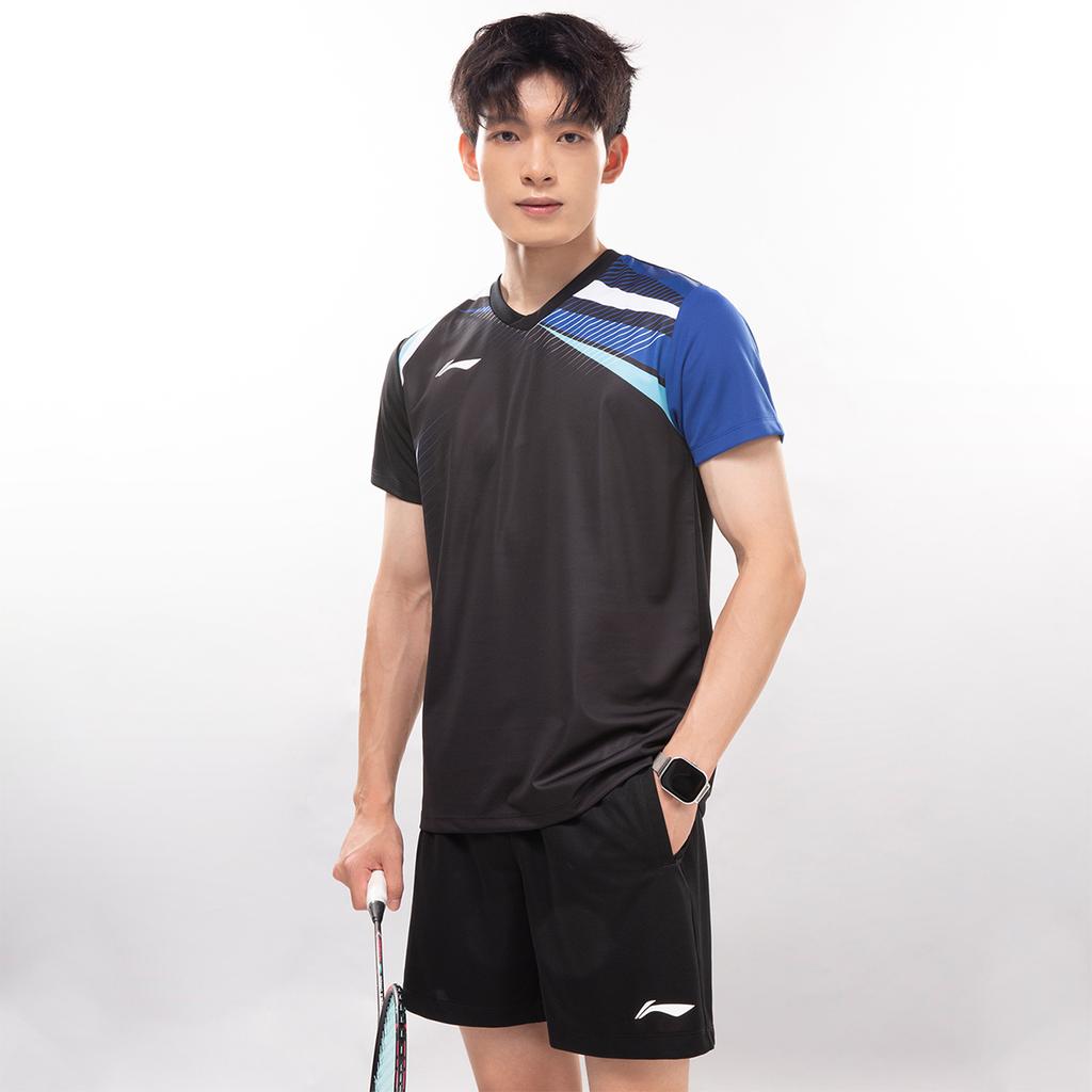 Li Ning Badminton Serie Schnelltrocknendes Atmungsaktives Trainings Kurzarm T-Shirt Und Shorts Lässiges Sportset Unisex Sportset AATV075-1